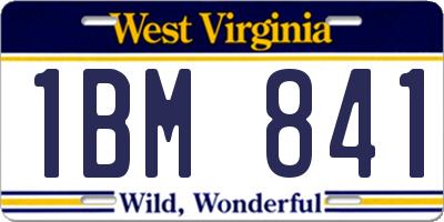 WV license plate 1BM841
