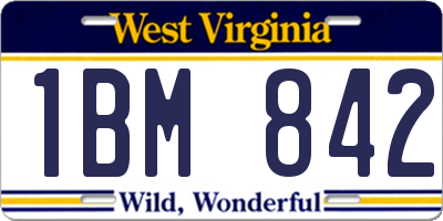 WV license plate 1BM842
