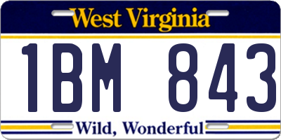 WV license plate 1BM843