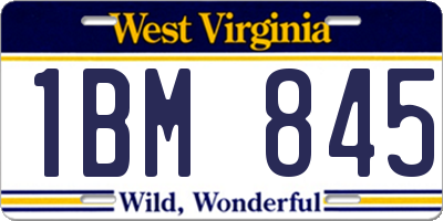 WV license plate 1BM845