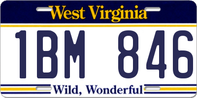 WV license plate 1BM846