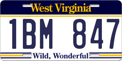 WV license plate 1BM847