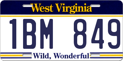 WV license plate 1BM849