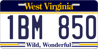 WV license plate 1BM850
