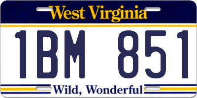 WV license plate 1BM851