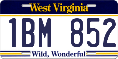 WV license plate 1BM852