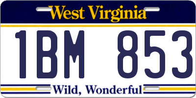WV license plate 1BM853
