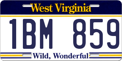 WV license plate 1BM859