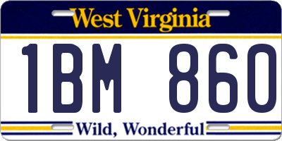 WV license plate 1BM860