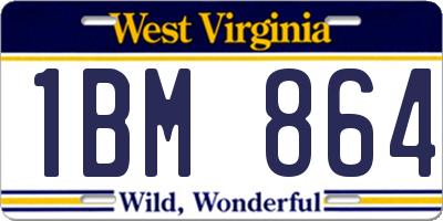 WV license plate 1BM864