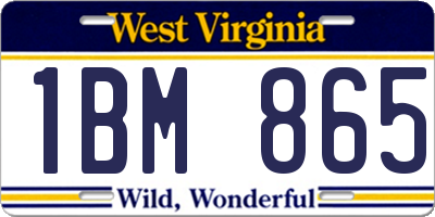 WV license plate 1BM865