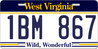 WV license plate 1BM867