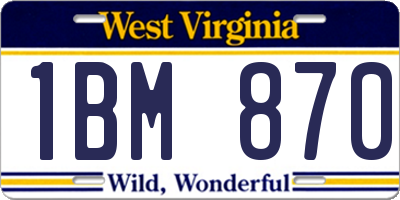 WV license plate 1BM870