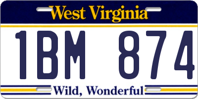 WV license plate 1BM874