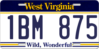 WV license plate 1BM875