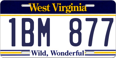 WV license plate 1BM877