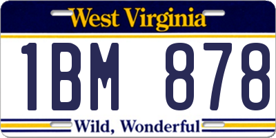 WV license plate 1BM878