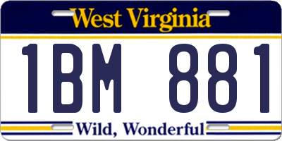 WV license plate 1BM881