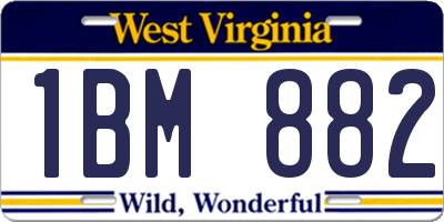 WV license plate 1BM882
