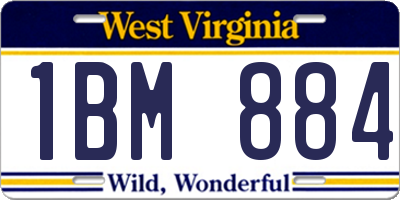 WV license plate 1BM884