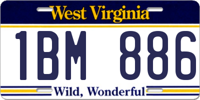 WV license plate 1BM886