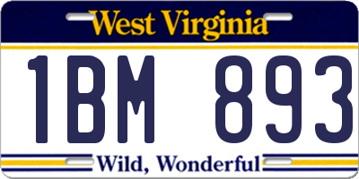 WV license plate 1BM893