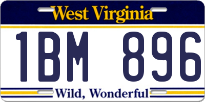 WV license plate 1BM896