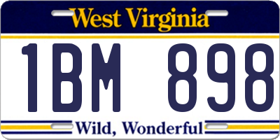 WV license plate 1BM898