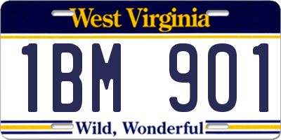 WV license plate 1BM901