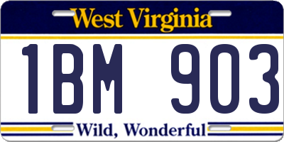 WV license plate 1BM903