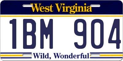 WV license plate 1BM904