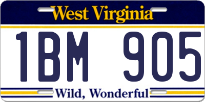 WV license plate 1BM905