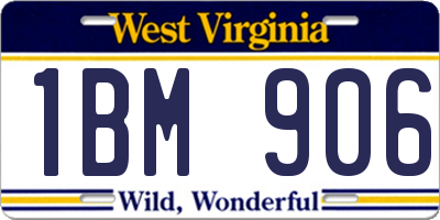 WV license plate 1BM906