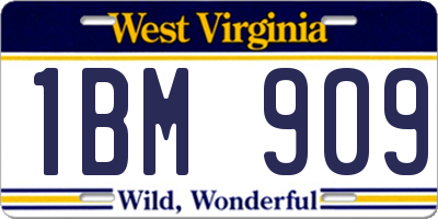 WV license plate 1BM909