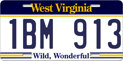 WV license plate 1BM913