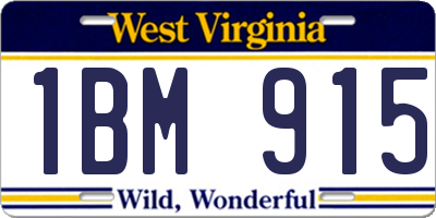WV license plate 1BM915