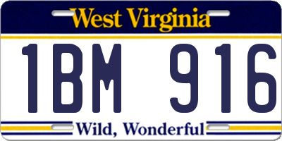 WV license plate 1BM916