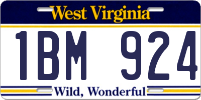WV license plate 1BM924