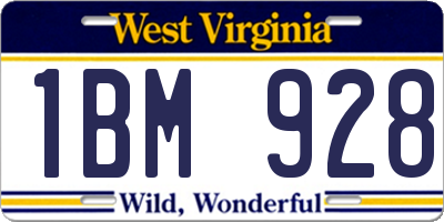 WV license plate 1BM928
