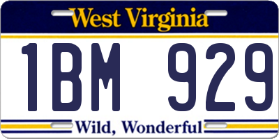 WV license plate 1BM929
