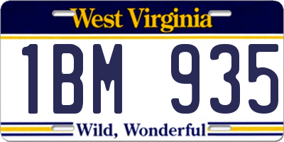 WV license plate 1BM935