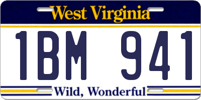 WV license plate 1BM941