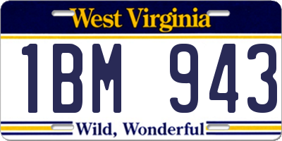 WV license plate 1BM943