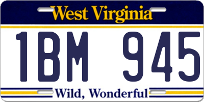 WV license plate 1BM945