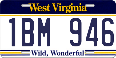 WV license plate 1BM946