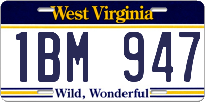 WV license plate 1BM947
