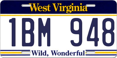 WV license plate 1BM948
