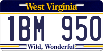 WV license plate 1BM950