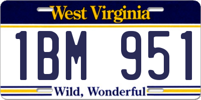 WV license plate 1BM951