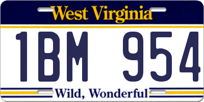 WV license plate 1BM954